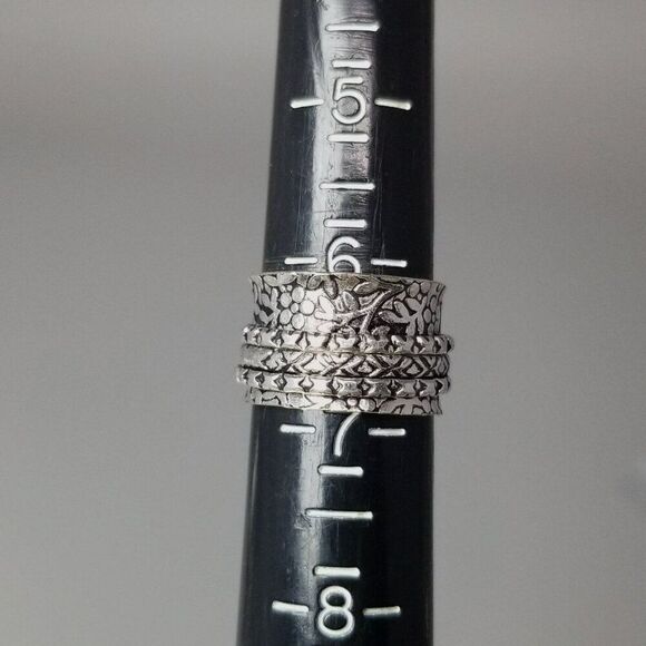Vintage Wide Spinner Ring, Silver Tone Stacking Band, size 6.5 Fidget - Picture 4 of 9